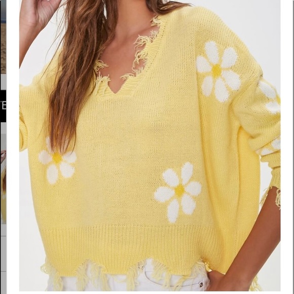 Yellow Distressed Daisy Sweater | Poshmark
